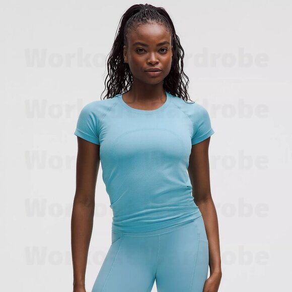 Swiftly Tech Short-Sleeve Shirt 2.0 (Waist Length) - Washed Blue - Picture 1 of 2